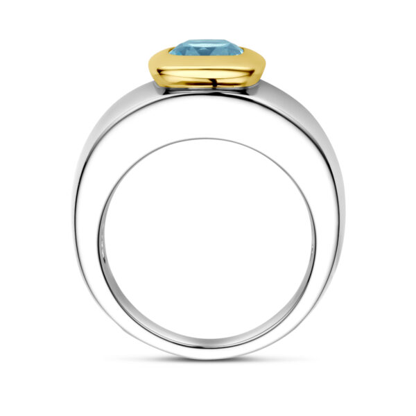 ring blauw topaas goud met zilver - Afbeelding 3