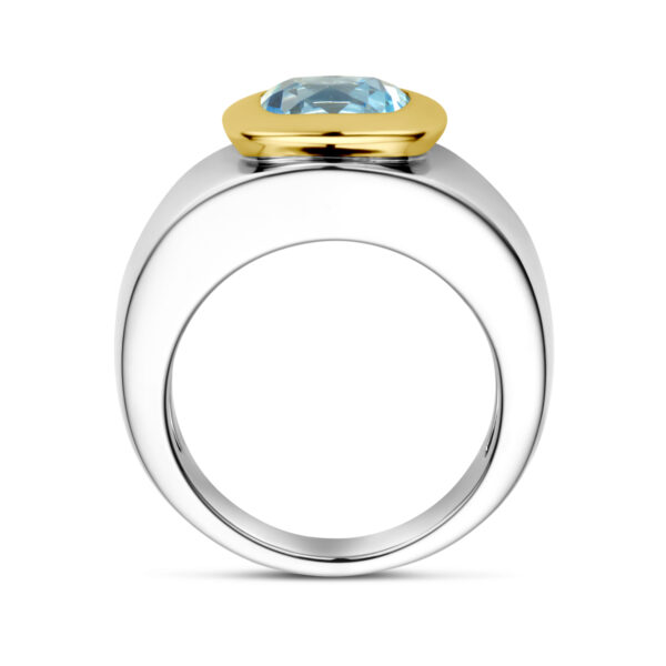 ring blauw topaas goud met zilver - Afbeelding 3
