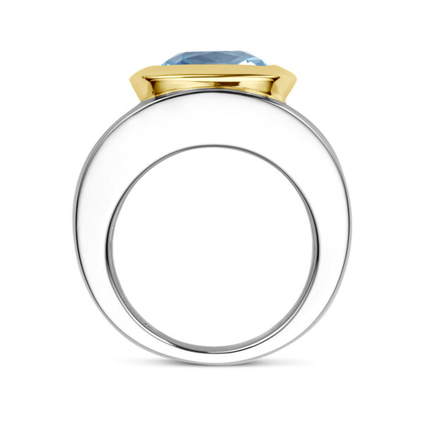 ring blauw topaas goud met zilver - Afbeelding 3