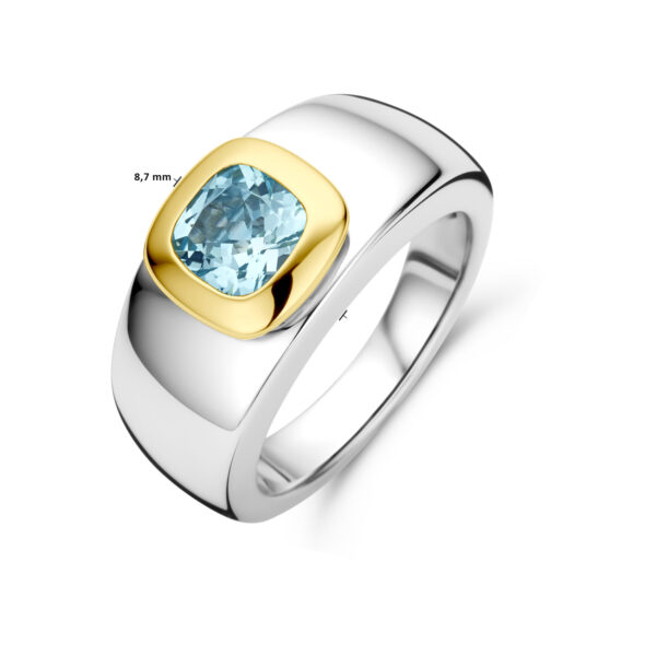 ring blauw topaas goud met zilver - Afbeelding 4