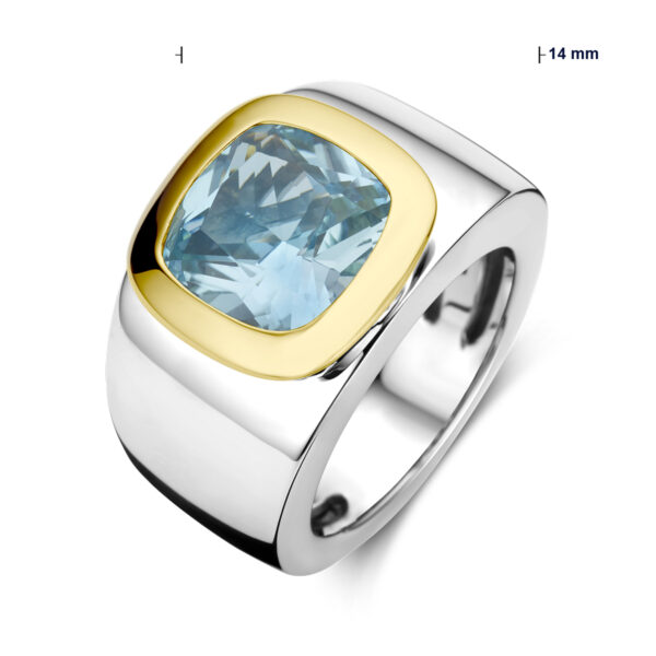 ring blauw topaas goud met zilver - Afbeelding 4