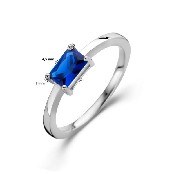ring blauw zirkonia zilver gerhodineerd - Afbeelding 4