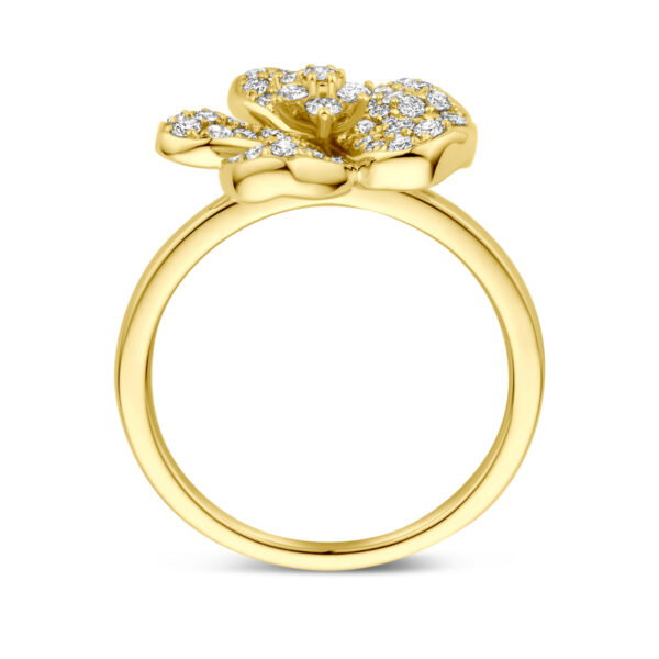 ring bloem diamant 0.75ct h si 14K geelgoud - Afbeelding 3
