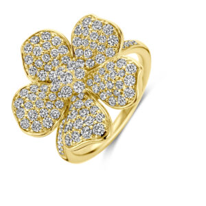 ring bloem diamant 1.50ct h si 14K geelgoud
