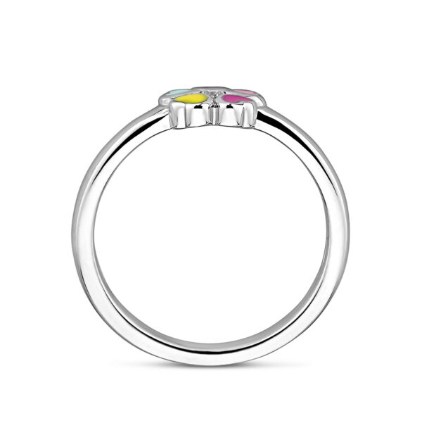 ring bloem en zirkonia zilver gerhodineerd - Afbeelding 3