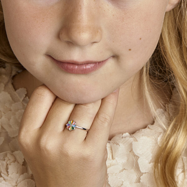 ring bloem zilver gerhodineerd - Afbeelding 2