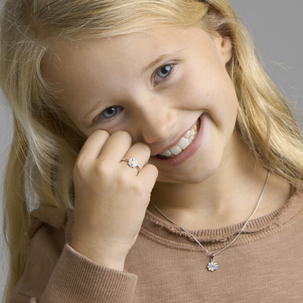 ring bloem zilver gerhodineerd - Afbeelding 2