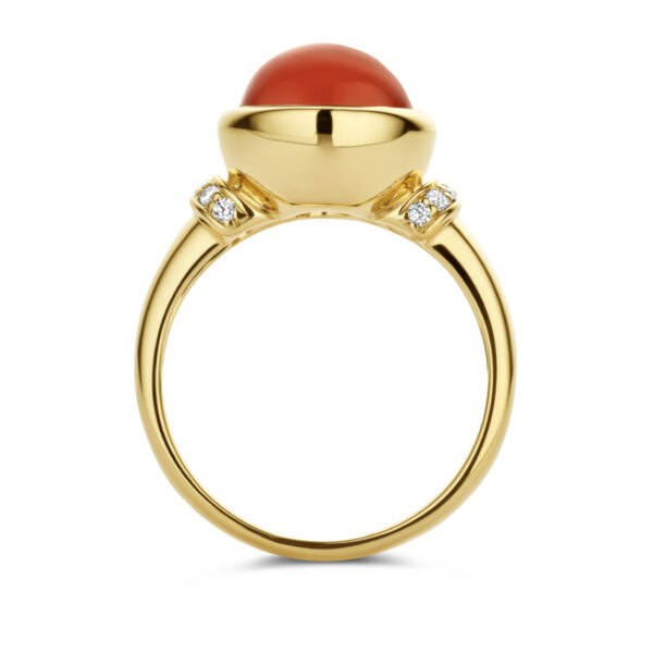 ring carneool en diamant 0.08ct h si 14K geelgoud - Afbeelding 3