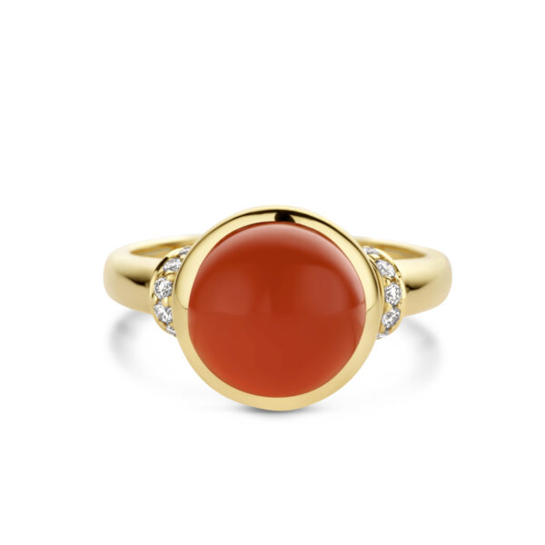 ring carneool en diamant 0.08ct h si 14K geelgoud - Afbeelding 4