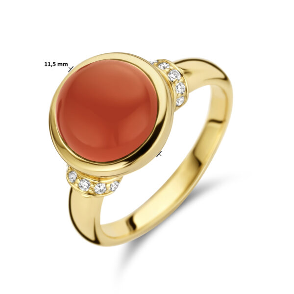 ring carneool en diamant 0.08ct h si 14K geelgoud - Afbeelding 5