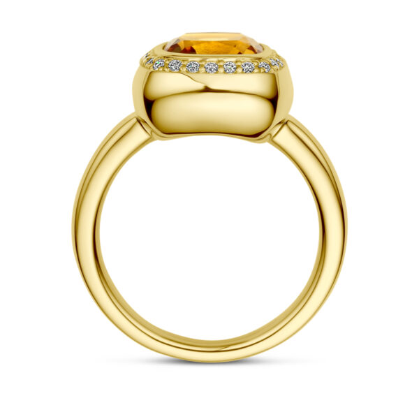 ring citrien en diamant 0.14ct h si halo 14K geelgoud - Afbeelding 3