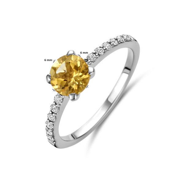 ring citrien en zirkonia zilver gerhodineerd - Afbeelding 4