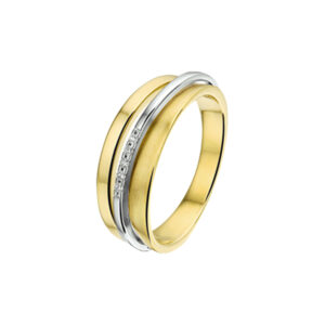 ring diamant 0.03ct h si 14K bicolor goud geel/wit