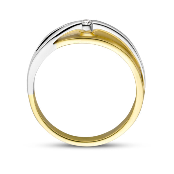 ring diamant 0.04ct h si 14K bicolor goud geel/wit - Afbeelding 3