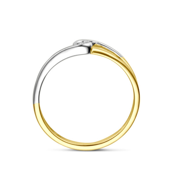 ring diamant 0.04ct h si 14K bicolor goud geel/wit - Afbeelding 3