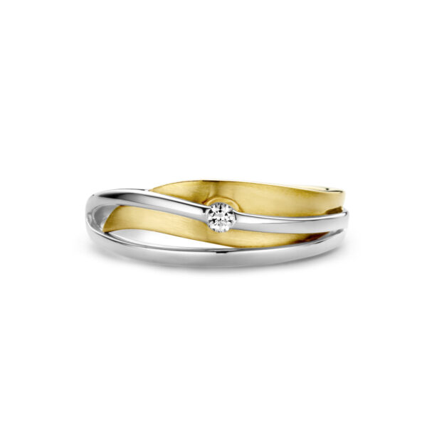 ring diamant 0.04ct h si 14K bicolor goud geel/wit - Afbeelding 4