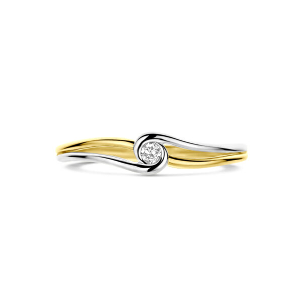 ring diamant 0.04ct h si 14K bicolor goud geel/wit - Afbeelding 4