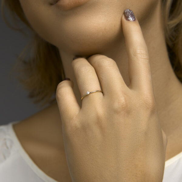 ring diamant 0.05ct h si 14K bicolor goud geel/wit - Afbeelding 2