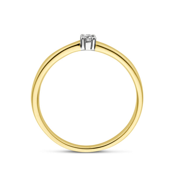 ring diamant 0.05ct h si 14K bicolor goud geel/wit - Afbeelding 2
