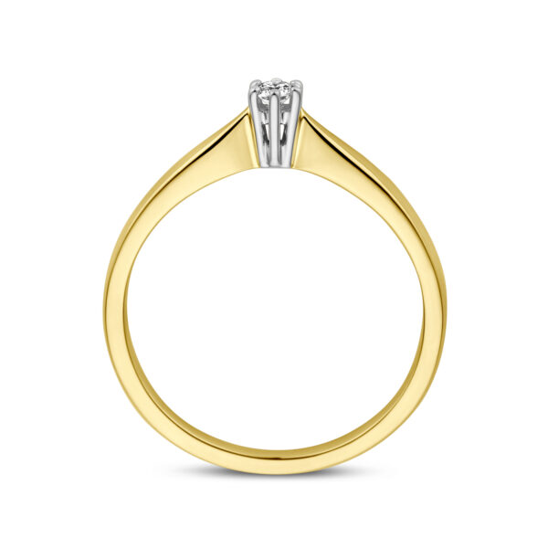 ring diamant 0.05ct h si 14K bicolor goud geel/wit - Afbeelding 2