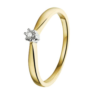 ring diamant 0.05ct h si 14K bicolor goud geel/wit