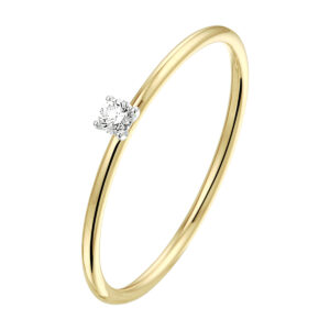 ring diamant 0.05ct h si 14K bicolor goud geel/wit