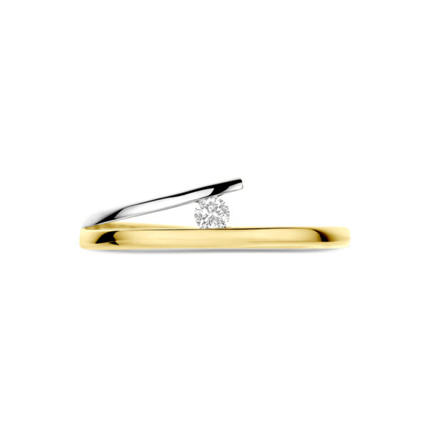 ring diamant 0.05ct h si 14K bicolor goud geel/wit - Afbeelding 4