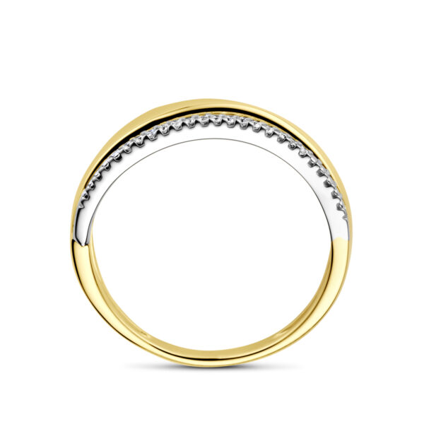 ring diamant 0.06ct h si 14K bicolor goud geel/wit - Afbeelding 3