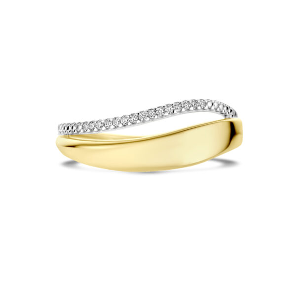 ring diamant 0.06ct h si 14K bicolor goud geel/wit - Afbeelding 4