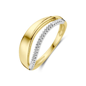 ring diamant 0.06ct h si 14K bicolor goud geel/wit