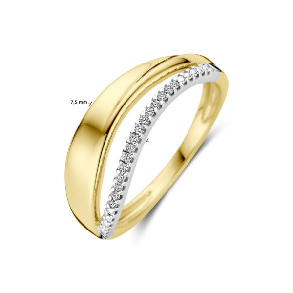 ring diamant 0.06ct h si 14K bicolor goud geel/wit - Afbeelding 5