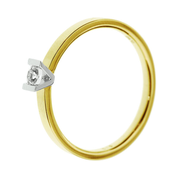 ring diamant 0.075ct h si 14K bicolor goud geel/wit - Afbeelding 3