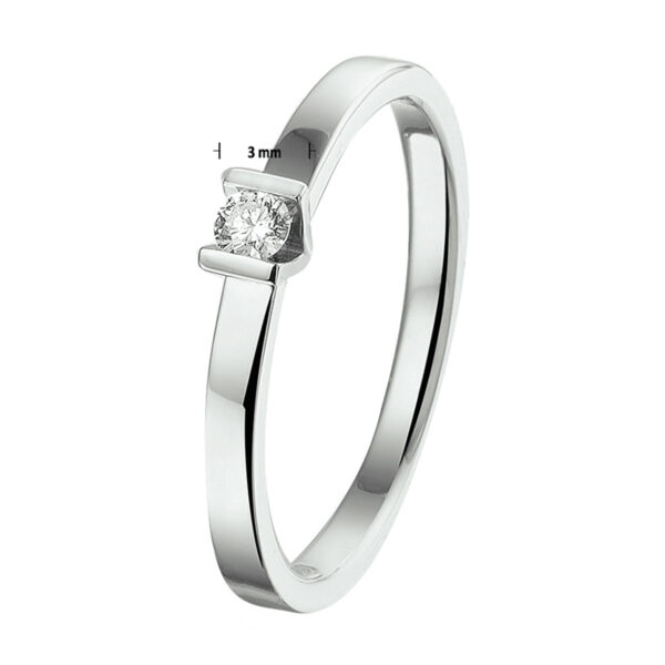 ring diamant 0.075ct h si 14K witgoud met palladium - Afbeelding 4