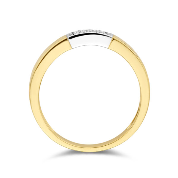 ring diamant 0.07ct h si 14K bicolor goud geel/wit - Afbeelding 3