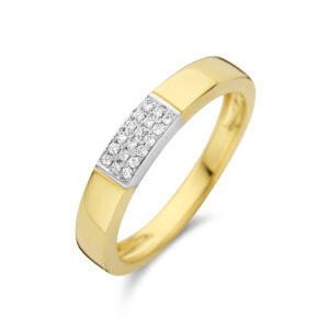 ring diamant 0.07ct h si 14K bicolor goud geel/wit