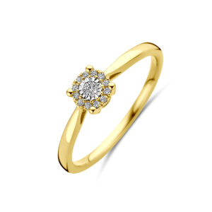 ring diamant 0.07ct h si 14K bicolor goud geel/wit