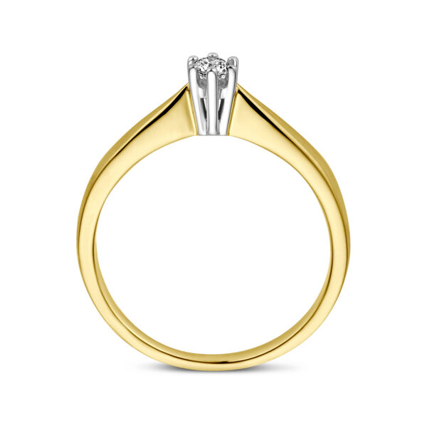 ring diamant 0.08ct h si 14K bicolor goud geel/wit - Afbeelding 2