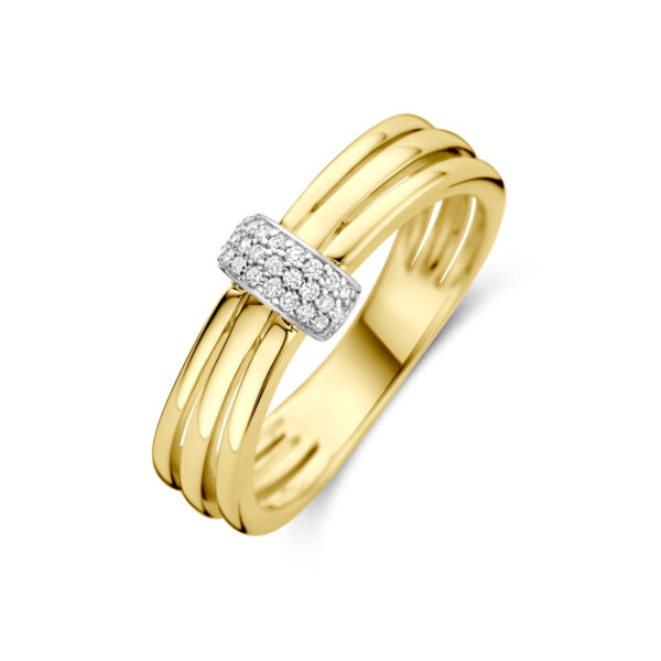 ring diamant 0.08ct h si 14K bicolor goud geel/wit