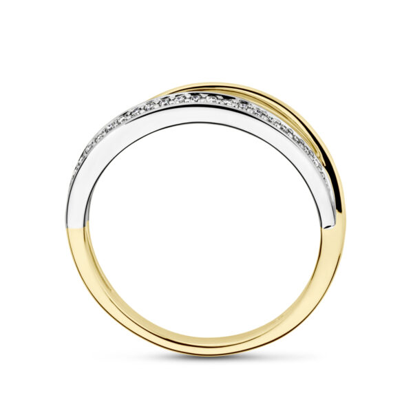 ring diamant 0.08ct h si 14K bicolor goud geel/wit - Afbeelding 3