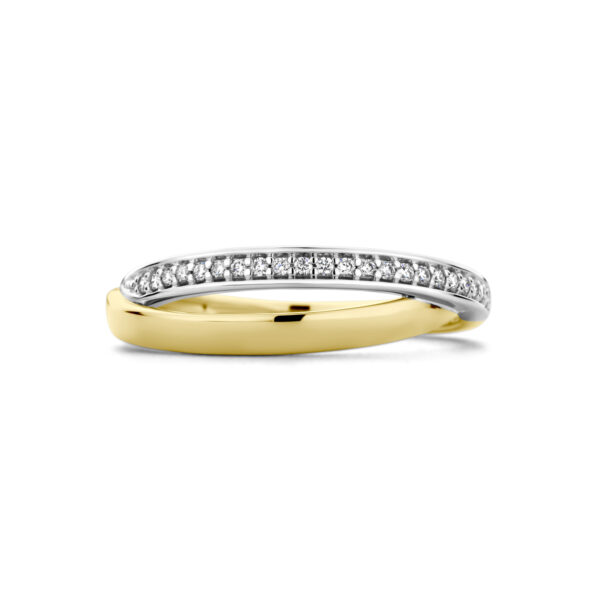 ring diamant 0.08ct h si 14K bicolor goud geel/wit - Afbeelding 4