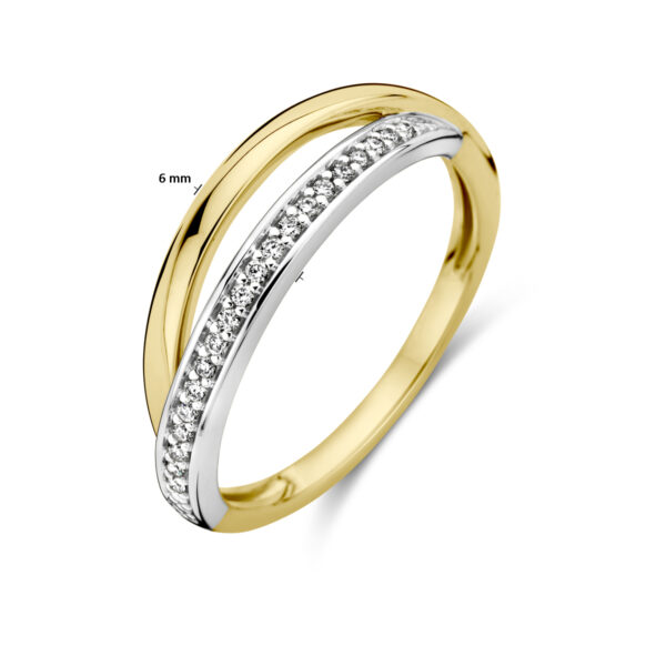 ring diamant 0.08ct h si 14K bicolor goud geel/wit - Afbeelding 5