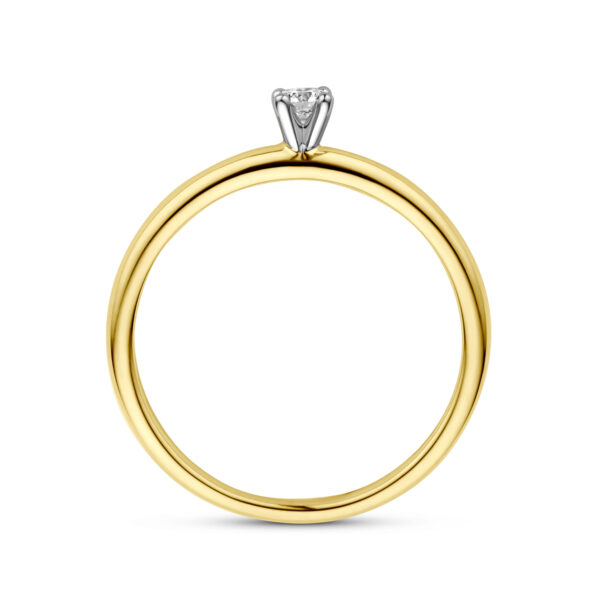 ring diamant 0.09ct h si 14K bicolor goud geel/wit - Afbeelding 2