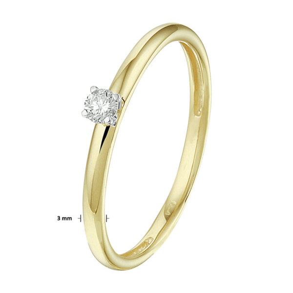 ring diamant 0.09ct h si 14K bicolor goud geel/wit - Afbeelding 3