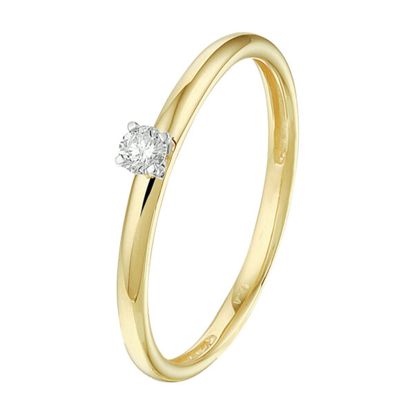 ring diamant 0.09ct h si 14K bicolor goud geel/wit