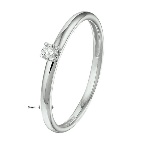 ring diamant 0.09ct h si 14K witgoud met palladium - Afbeelding 4