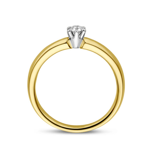ring diamant 0.10ct h si 14K bicolor goud geel/wit - Afbeelding 2