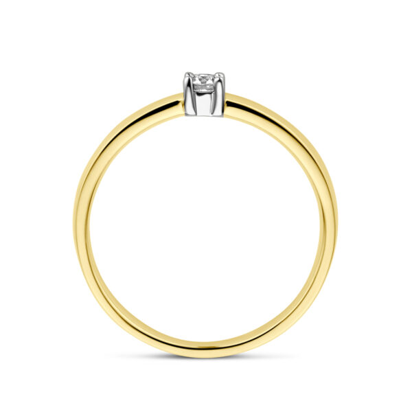 ring diamant 0.10ct h si 14K bicolor goud geel/wit - Afbeelding 2