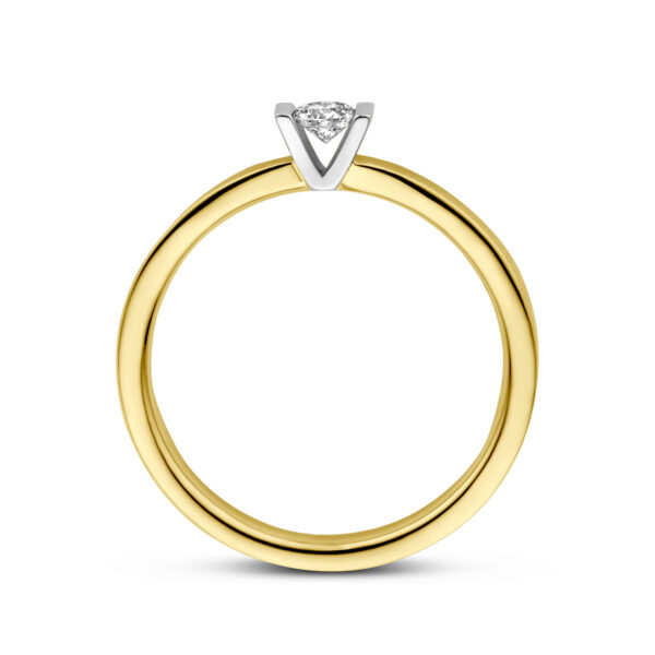 ring diamant 0.10ct h si 14K bicolor goud geel/wit - Afbeelding 2
