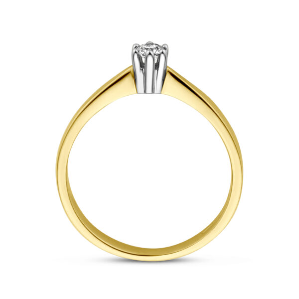 ring diamant 0.10ct h si 14K bicolor goud geel/wit - Afbeelding 2