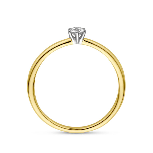 ring diamant 0.10ct h si 14K bicolor goud geel/wit - Afbeelding 2